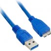 4World 5m USB3.0 A- Bmicro kábel, kék
