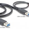 Delock 60cm USB 3.0 Typ A + USB Typ A - USB 3.0 Typ A 'Y' kábel, fekete