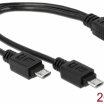 Delock 20cm USB micro-B Female - 2 x USB micro-B Male kábel, fekete
