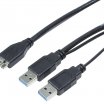 Logilink 0,6m USB 3.0 Type A male - 2x 3.0 Micro Type B male 'Y' kábel, fekete