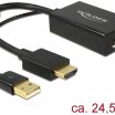 Delock 24,5cm HDMI-A papa - DisplayPort 1.2 mama +USB power fordító, fekete
