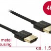 Delock 1,5m DMI - HDMI 3D 4K Slim Premium kábel, fekete